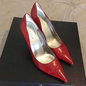 Red Patent Leather Pointy Toe Guess Heels